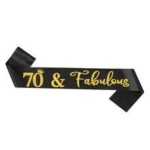 1pc 50/60/70 Years Old Birthday Sash - Gold Glitter & Black Paper Party Decoration, Suitable For Ceremony, Graduation, Anniversary - Reusable Indoor/Outdoor Party Supplies, No Assembly Required, Birthday Party Decor, Celebration Accessory
