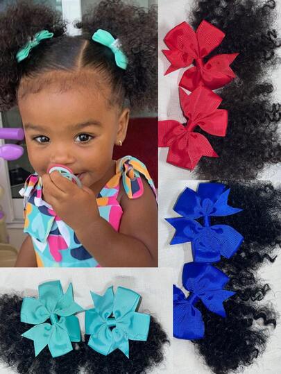 2pcs/Pack Soft Cute Puff Elastic Band Twist Ponytail Go Afro Kinky Marley Bouncy Feel Like Natural Human For Baby Girls