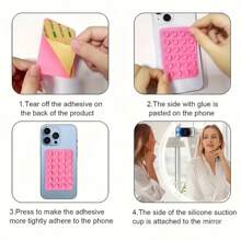 5pcs Silicone Grip Phone Handle With 24 Mini Suction Cups, Suitable For All Phones: Sticky Phone Grip For Selfie And Video, Shower & Wall Mountable Holder, Gift For Friends & Christmas Compatible With IPhone, Android Phone, Gift For Birthday, Family, Friends Phone Holder, Phone Stand, Phone Accessories