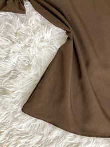 SHORT SLEEVE PUFFED DRESS TOP WITH RUFFLE AND BOW, WOMEN'S FASHION - Brown - View 2