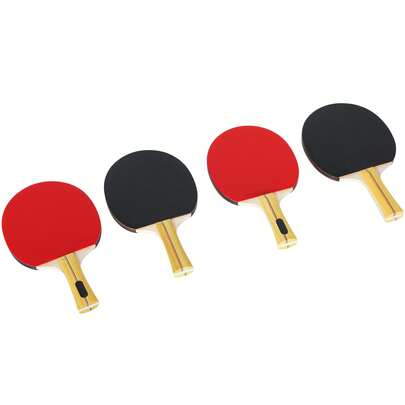  SPORTNOW Set 4 Racchette da Ping Pong e 8 Palline, Set di Racchette per Tennis da Tavolo per Principianti e Professionisti con Custodia, Rosso e Nero
