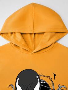 Felpa con cappuccio autunnale per ragazzi/bambini, con stampa grafica del personaggio Marvel e busto di Venom, a maniche lunghe, con vestibilità comoda e spalle scese, colore bianco. - giallo dorato - Visualizzare 5