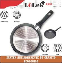 Sartén antiadherente de granito ecológico 24 y 28 cm LoLek, sin PFOA, mango antideslizante, apta para inducción, gas, vitrocerámica y eléctrica, resistente y fácil de limpiar - Negro - Ver 2