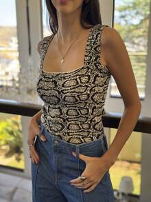 SQUARE TANK TOP SUMMER KNITTED WOMEN'S FASHION - 沙蛇 - 查看 2