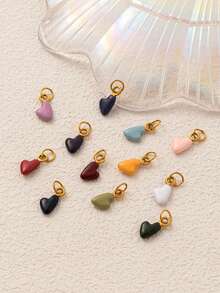 1件INS时尚甜美可爱十二月爱情不锈钢吊坠，18K镀金，抗氧化，适合DIY首饰、项链、手链、耳环、钥匙扣、包包配饰、女士首饰礼物、钱包配饰、吊坠、DIY配件，适合妻子和母亲自由搭配 - 彩色 - 查看 1