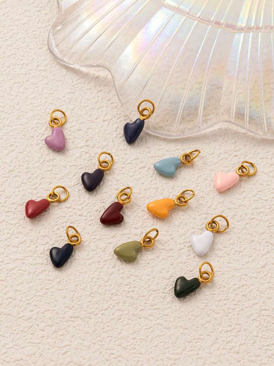 1件INS时尚甜美可爱十二月爱情不锈钢吊坠，18K镀金，抗氧化，适合DIY首饰、项链、手链、耳环、钥匙扣、包包配饰、女士首饰礼物、钱包配饰、吊坠、DIY配件，适合妻子和母亲自由搭配 - 彩色 - 查看 1