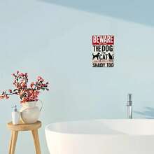 2D Flat, Integrated, 2D Flat, 8x 12inch Interesting Dog Warning Metal Sign - Beware Of Dogs And Sneaky Cats Sign, Suitable For Yard Fence Outdoor Decoration Gift Christmas Decoration, Perfect For Room Decoration