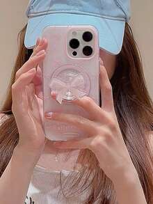 1pc Cute Bowknot Magnetic Adsorption Phone Holder, Strong Magnetic Desktop Stand, Gift For Girls, Girlfriend Compatible With IPhone, Android Phone, Gift For Birthday, Family, Friends Push-Pull Phone Grip Phone Accessories - 彩色 - 查看 6