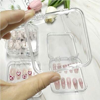 24片/10片装透明指甲收纳盒，带按扣，塑料假指甲展示盒，附赠60片双面胶贴，假指甲及美甲沙龙配件包，化妆包，梳妆台，旅行化妆包，收纳包，化妆品整理盒，化妆包，洗漱包，桌面收纳盒，化妆包，化妆袋，化妆品整理盒，梳妆台配件，化妆袋，化妆包，珠宝盒，化妆刷架，化妆刷架，香水收纳盒，化妆包，女士礼物，圣诞礼物，女士礼物创意，房间装饰