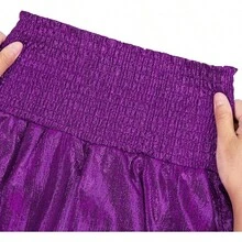 Metallic Sequin Sparkly Skirts 2-Layer Ruffle Skirts With Sunglasses Elastic High Waist -Dance - 紫色 - 查看 5