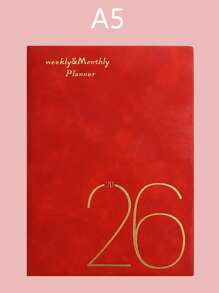 1pc/A5/2026 Portable Planner, Schedule Book, 365 Days Time Management Book, Weekly Planner, Daily Planner, Diary, Back To School, Back To School Gift, School Supplies, 2026 Agenda, Christmas, Thanksgiving, Back To School Gift