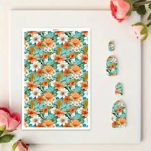DONQE 美丽植物图案印花水转印纸，制作软陶瓷耳环，双面水粘土转印贴纸 DIY 手工模具