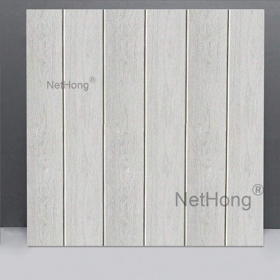 NetHong 3D Textured Wood Plank Wall Sticker - Realistic Gray Weathered Finish - White Oak - View 1