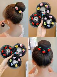 3件装女童舞蹈发网，青少年发髻罩，芭蕾舞发型工具，发饰 - 彩色 - 查看 1