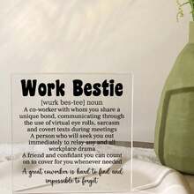 Centerpieces Unique Office Desk Decor - Work Bestie Definition Sign, Great Gifts For Coworkers Women, Cute Office Decor, Office Decorations For Work, Boho Office Decor, And Ideal For Birthday Or Going - Away Scenes