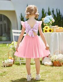 Toddler Tutu Dress Little Girls Summer Tulle Backless Party Birthday Cotton Dresses 2-6Y