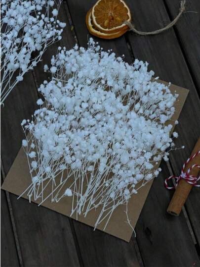 50pcs/100pcs Artificial White Mini Dried Baby's Breath Flowers Bouquet For Vase, Wedding, Home, Office, Party, Garden, Card Making, DIY Decor Gifts Birthday Graduation