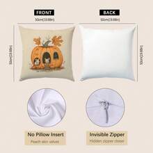 1pc Autumn Pumpkin Mouse Decorative Pillow Cover, Single-Sided Printed Peach Velvet Material, 45*45/50*50/40*40CM Cushion Cover Suitable For Modern Minimalist Sofa, Living Room Decor, Gift - Multicolor - View 9