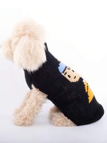 Happy Dog Sweater, Pet Knitted Sweater, Small Dog Cat Clothes, Autumn/Winter New, Earring Girl Jacquard Knit, Keeping Medium/Small Dogs & Cats Warm And Fashionable In Cold Seasons