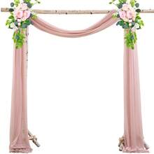 Outdoor Tulle Curtain Wedding Arch Hanging Fabric Gauze Curtain Photo Photography For Wedding Decoration (61 X 5.54 M), Pink - Pink - View 2
