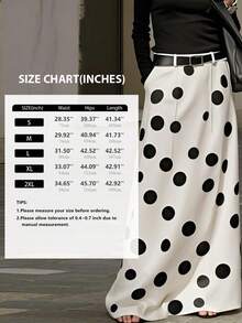 2025 New Summer Fall Elegant Vintage Maxi Skirt For Women  Classic Polka Dot Designal High Waisted H-Line Long Skirts Bottoms Woman Clothes Fit For Party Banquet Business Casual Daily Wear - 白色 - 查看 4