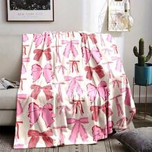 Bowknot Prints Ultra-Soft Flannel Throw Blanket Digital Printing, 280gsm, All-Season Comfort Polyester Blankets Great Gift For Friend, Family, Wedding, Birthday,Warm,Soft,Comfortable,Cozy Personalized Ideal Gifts For Him,Her,Boyfriend,Girlfriend,Dad,Mom,Family,Friends,Pets ,For Anniversaries,Valentine's Day,Mother's Day,Birthdays,Father's Day,Weddings,Graduation,Christmas,Housewarming Sofa,Bed,Car,Bedroom,Living Room,Office,Outdoor Camping,Beach,Wall Decoration - 多色2 - 查看 3