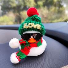 1pc White Rubber Duck Christmas Decoration Car Ornament, Car Center Console Decoration