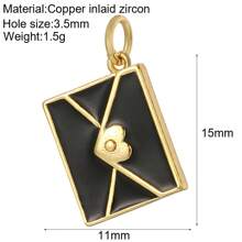 1 Piece Of Personalized Light Luxury Black Heart Necklace Pendant Inlaid With Zirconia Pendant Accessories DIY Pendant Round Asymmetrical Star Pendant, Can Be DIY Made Into Necklace, Bracelet, Ankle Chain - Black - View 19
