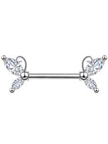 1pc Fashionable Minimalist Butterfly Shaped Nipple Ring With Zirconia Stones, Multi-Color Sexy Body Piercing Jewelry For Women