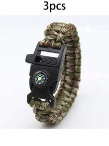 Adjustable Emergency Survival Bracelet With Whistle And Compass, Survival Kit For Camping, Outdoor Travel, Hiking