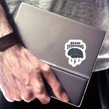 Autocollants amusants représentant une tempête de réflexion, un cerveau et un éclair, convenant pour la papeterie, les tasses à eau, les tablettes, les coques de téléphone portable, etc. Autocollants jetables
