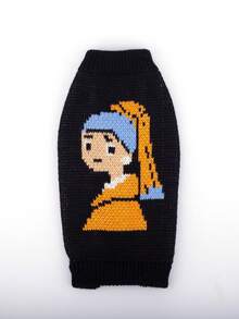 Happy Dog Sweater, Pet Knitted Sweater, Small Dog Cat Clothes, Autumn/Winter New, Earring Girl Jacquard Knit, Keeping Medium/Small Dogs & Cats Warm And Fashionable In Cold Seasons