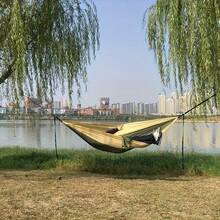 Solid Color Parachute Hammock With Hammock Straps And Black Carabiner Camping Survival Travel Double Person Outdoor Furniture - 綠色 - 查看 6