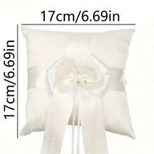 Bộ 1 giỏ hoa và gối đựng nhẫn cho bé gái cầm hoa, giỏ satin màu ngà có nơ, thích hợp cho đám cưới kiểu phương Tây, giỏ hoa để cô dâu và phù dâu tung hoa, trang trí tiệc cưới, tiệc mừng em bé. - trắng - Xem 5