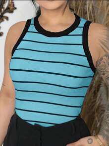 Kit 3 Regatas Canelada Listrada e Lisa Ribana Camiseta Básica Blusa Dia a Dia Moda Gringa Regata Casual