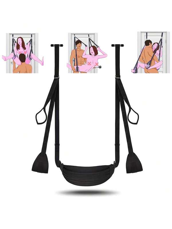 BDSM-Tür-Sexschaukel mit Sitz, Bondage-Sexschlingen aus weichem Plüsch mit verstellbaren Riemen, hängende Türhandschellen, Beinfesseln, Spreizer, Sexspielzeug für Erwachsene für Paare, SM-Produkte halten bis zu 136 kg