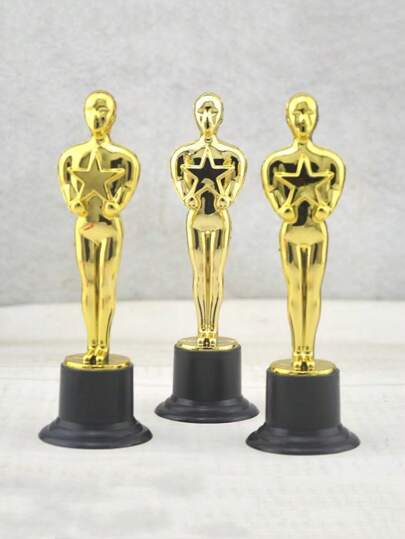 24/1/3pcs Gold Trophy Statue - Plastic Oscar Style Award Trophy, For Party Decoration, Thank You Gift, Tabletop Centerpiece, Non-Prop, No Feather, No Electricity Required
