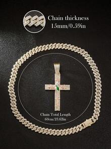 1 Peça Colar Pingente de Cruz para Adolescentes - Joias Religiosas com Corrente Cubana, Colar de Hip Hop Moderno para Uso Diário e Festas, Presente de Aniversário/Natal para Ele - Colar Declarativo para Uso o Ano Todo, Acessório de Festa, Corrente Durável, Para Adolescentes, Colar para Adolescentes/Meninos, Corrente para Adolescentes/Meninos, Colar de Casamento, Para Adolescentes