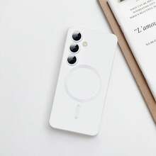 适用于三星 Galaxy S24 S25 S22 S23 Ultra Plus S20 S21 FE Note 20 A35 A55 A05 A15 的奢华磁吸手机壳，采用柔软的 TPU 材质。 - 白色 - 查看 8