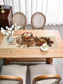 1 件秋季温暖刺猬蘑菇桌旗 - 线条面料，质朴自然风格的家居装饰，带有秋叶设计，非常适合餐桌、咖啡桌和电视柜，增强自然氛围，桌面装饰（13x35.4/47.2/63/72/78.7 英寸） - 彩色 - 查看 5