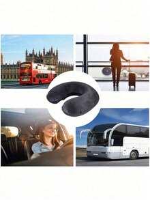 Almohada de viaje inflable, cojín en forma de U portátil para avión, coche, hogar, oficina, funda suave, soporte cómodo para el cuello, adecuado para estudiantes, adultos, accesorios de viaje, almohada en forma de U para siesta de tren de alta velocidad con diseño creativo de dibujos animados, decoración para el cuello, regalo unisex, artículo esencial para carteros, artículo esencial para volver a la escuela, regalo de Navidad - Multicolor - Ver 4