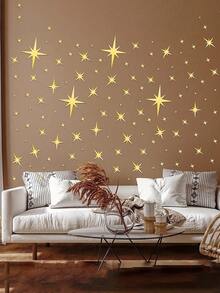 42 piezas Pegatinas de espejo en forma de estrella, pegatinas de pared de espejo acrílico cúbico removible para decoración del hogar, sala de estar, dormitorio, fondo de pared DIY, autoadhesivas, decoraciones para fiestas, decoración del hogar, decoración de habitación DIY, decoración de dormitorio