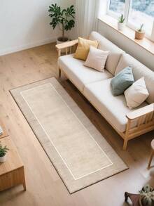 [热卖!!!] 1 块浅棕色底座带白色矩形图案可水洗浅色地毯 - 走廊地毯，简约自然，清新优雅风格，约 3 毫米厚硅藻土软橡胶垫，适用于厨房、浴室、入口、洗衣房、书房、客厅和其他空间 - 彩色 - 查看 7