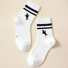 1 双儿童袜子，樱桃字母图案，男女通用休闲运动中筒袜，四季皆宜 - 彩色 - 查看 8