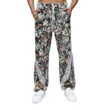 American Retro High Street Work Pants With Leaf Camouflage Function, Heavy-Duty Striped Wide Leg Pants, Loose Casual Pants