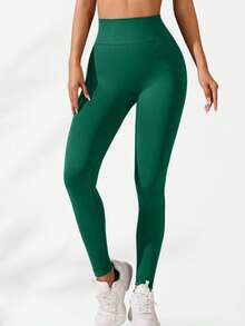 2Pcs Seamless High-Elasticity Women's Solid Color Sports Leggings,Women Tuck In The Abdomen Leggings,Lift The Buttocks And Slim The Legs Leggings,Soft Touch Quick Dry Breathable Four-Way Stretch Hip Lift Leggings For Women,Multi-Color Optional(Black/Blue/Green/Brown) - 黑色+綠色 - 查看 4