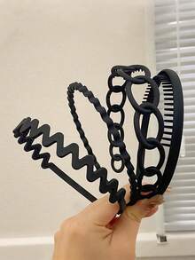 9pcs/Set Ladies' Matte Beige Plastic Headbands,Hairband,Hair Hoop,Hair Accessories - Beige - View 5