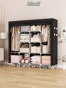 1pc Large-Capacity Portable Wardrobe, A Clothes Storage Cabinet That Is Convenient For Home Assembly, Rental House, Bedroom - Multicolor - View 2