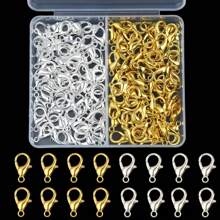 Conjunto de anillos de salto con cierre de langosta, 150 piezas/caja, 100 anillos de salto + 50 cierres de langosta para hacer joyas de pulseras y collares de bricolaje, color plateado