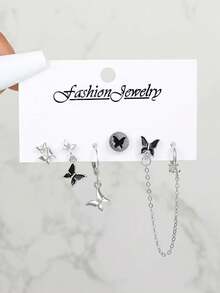 6 件/套 Y2K 粉色心形蝴蝶结耳钉 女士女孩星星吊坠耳环 - 甜美水晶蝴蝶结耳坠 时尚耳饰礼物 - 6件套蝴蝶結愛心耳環 - 查看 9